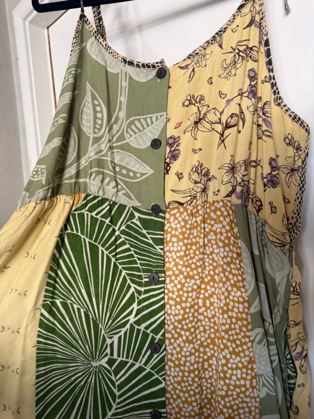 Sacred Threads Yellow and Green Patchwork Maxi Dress - Picture 2 of 4